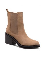 Sergio Bardi Botki KAP-C1048-01SB Beżowy. Brązowe botki damskie Sergio Bardi, ze skóry, bez obcasa, na słupku, bez zapięcia. Za 279.99 zł.