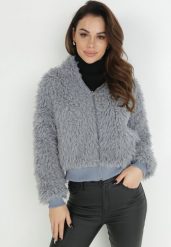 Szara Wełniana Kurtka z Kapturem Siedla. Szare kurtki damskie Born2be, bez wzorów, z dzianiny, z kapturem. Za 69.99 zł.