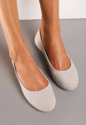 Jasnoszare Balerinki Gibbs. Szare baleriny damskie Renee, bez wzorów, eleganckie, bez obcasa, na płaskiej podeszwie. Za 34.99 zł.