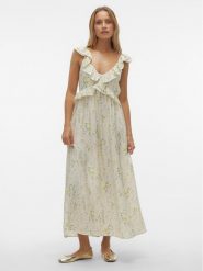 Vero Moda Sukienka letnia Josie 10303761 Écru Regular Fit. Sukienki damskie Vero Moda, na lato, l, bez wzorów, z wiskozy, bez kołnierzyka, bez ramiączek. Za 309.99 zł.