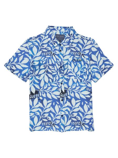 Guess Koszula L6GH01 WFBT0 Niebieski Relaxed Fit. Niebieskie koszule dla chłopców Guess, z aplikacjami, bez kołnierzyka, bez ramiączek. Za 264.99 zł.