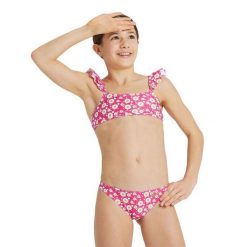 Strój kąpielowy dziewczęcy dwuczęściowy na basen plażę Arena Bikini. Czerwone stroje kąpielowe dla dziewczynek Arena, bez wzorów. Za 89.99 zł.