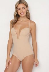 Beżowe Body Modelujące z Usztywnionymi Miseczkami na Regulowanych Ramiączkach Noradia. Brązowe bielizna wyszczuplająca Born2be, l, bez wzorów. Za 69.99 zł.