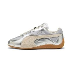 Buty sportowe damskie Puma Speedcat Lou Metallic. Szare obuwie sportowe damskie Puma, bez wzorów, z materiału, na fitness i siłownię. Za 420.00 zł.