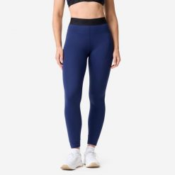 Legginsy fitness damskie Domyos. Niebieskie legginsy sportowe damskie DOMYOS, l, bez wzorów, z elastanu, na fitness i siłownię. Za 119.99 zł.
