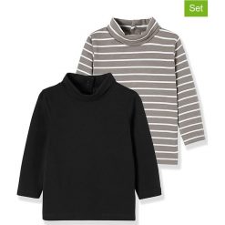 Bluzy (2 szt.) w kolorze czarnym i jasnoszarym. Brązowe bluzy dla niemowląt Vertbaudet Boys, bez wzorów, bez ramiączek, bez kaptura. W wyprzedaży za 29.95 zł.