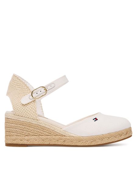 Tommy Hilfiger Espadryle Mid Wedge Espad Closed Toe FW0FW09233 Écru. Białe sandały damskie Tommy Hilfiger, bez wzorów, z materiału, bez obcasa, bez zapięcia. Za 409.99 zł.