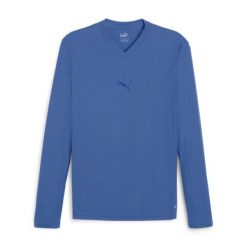 Koszulka termoaktywna z długim rękawem Puma teamGoal. Niebieskie koszulki sportowe męskie Puma, bez wzorów, bez kołnierzyka, bez ramiączek, do piłki nożnej. Za 193.50 zł.