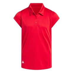 Koszulka Polo Z Krótkim Rękawem Dla Dziewcząt. Czerwone buty sportowe dziewczęce Adidas, bez wzorów, bez zapięcia, na golfa. Za 119.00 zł.