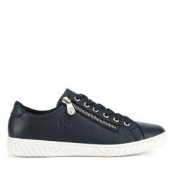 Półbuty Rieker. Niebieskie półbuty damskie Rieker, bez wzorów, bez obcasa, na płaskiej podeszwie, bez zapięcia. Za 219.99 zł.