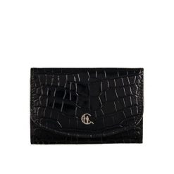 Portfel damski czarny skórzany Canaletto – wzór krokodyla, styl i ochrona RFID PD1201cs76. Czarne portfele damskie bez wzorów. Za 160.55 zł.