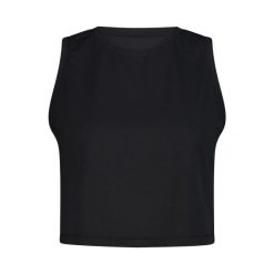 Damski crop top CMP Sara. Czarne koszulki sportowe damskie CMP, bez wzorów, bez kołnierzyka, bez ramiączek, trekkingowe. Za 192.00 zł.