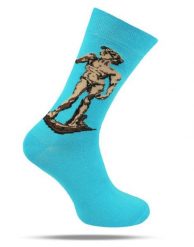 Skarpetki Bawełniane - Tematyczne - Rzeźba na Niebieskim Tle. Niebieskie skarpety męskie His Story, bez wzorów, z bawełny. Za 29.99 zł.