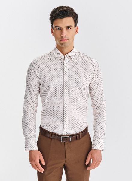 PAKO LORENTE – Biała koszula w kwiatowy print. Białe koszule męskie Pako Lorente, l, bez wzorów, z bawełny, bez kołnierzyka, bez ramiączek. Za 299.99 zł.