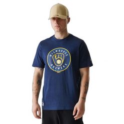 Koszulka Brewers Nos MLB Regular. Niebieskie koszulki sportowe męskie New Era, xl, bez wzorów, z materiału, bez kołnierzyka, bez ramiączek. Za 126.50 zł.