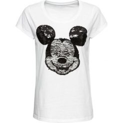 Shirt z obracanymi cekinami bonprix biały. Białe bluzki damskie bonprix, m, z aplikacjami, bez kołnierzyka. Za 69.99 zł.