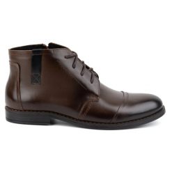 Olivier Buty męskie zimowe eleganckie trzewiki 282LU ciemny brąz brązowe. Brązowe eleganckie półbuty na zimę, ze skóry, eleganckie, bez zapięcia. Za 453.66 zł.