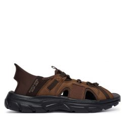 Sandały Skechers. Brązowe sandały męskie Skechers, bez zapięcia. Za 379.99 zł.