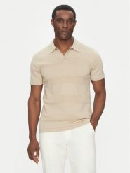 Hechter Paris Polo 65009 151808 Beżowy Regular Fit. Brązowe koszulki polo męskie Hechter Paris, m, bez wzorów, z bawełny, bez ramiączek. Za 349.99 zł.