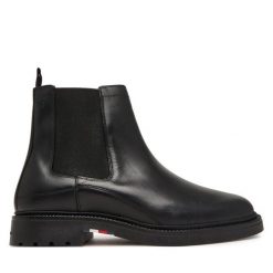 Sztyblety Tommy Hilfiger. Czarne botki męskie Tommy Hilfiger, bez wzorów, casualowe, bez zapięcia. Za 649.99 zł.