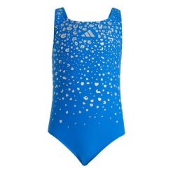 Kostium kąpielowy Glitter V-back Swimsuit Kids. Niebieskie stroje kąpielowe dla dziewczynek Adidas, bez wzorów. Za 169.00 zł.
