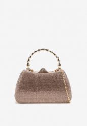 Szampańska Torebka Kopertówka na Ramię i do Ręki z Ozdobną Rączką i Cyrkoniami Latanella. Żółte torby na ramię damskie Renee, z aplikacjami, zdobione, bez dodatków. Za 119.99 zł.