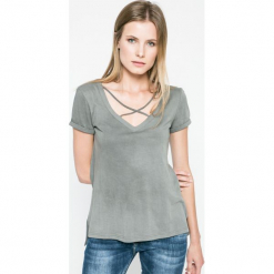 Answear - Top. Szare topy damskie ANSWEAR, z bawełny, z krótkim rękawem. W wyprzedaży za 39.90 zł.