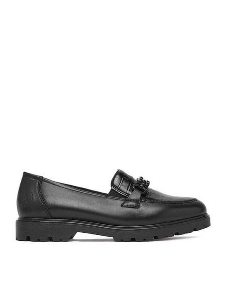 Rieker Loafersy CEO-45561-01 Czarny. Czarne półbuty damskie Rieker, bez wzorów, bez obcasa, na płaskiej podeszwie, bez zapięcia. Za 379.99 zł.