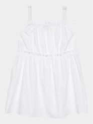 United Colors Of Benetton Sukienka codzienna 4EW7GV00T Biały Regular Fit. Białe sukienki dla dziewczynek United Colors Of Benetton, bez wzorów, z bawełny, bez ramiączek. Za 59.99 zł.