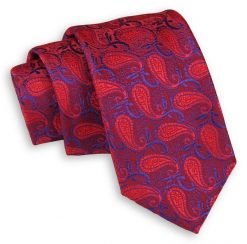 Czerwono-Chabrowy Elegancki Krawat -Chattier- 6,5cm, Męski, Wzór Paisley, Łezki. Czerwone krawaty i muchy Chattier, bez wzorów, z tkaniny, eleganckie. Za 49.00 zł.