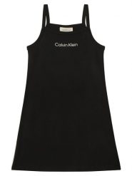 Calvin Klein Sukienka letnia Skater LVCKSJH08G Czarny Regular Fit. Czarne sukienki dla dziewczynek Calvin Klein, na lato, bez wzorów, z syntetyku, bez ramiączek. Za 189.99 zł.