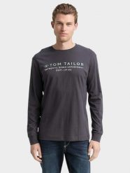 Męski Longsleeve Tom Tailor Printed Longsleeve Tarmac Grey 1047769 10899. Szare bluzki z długim rękawem męskie Tom Tailor, m, bez wzorów, bez kołnierzyka. Za 79.99 zł.