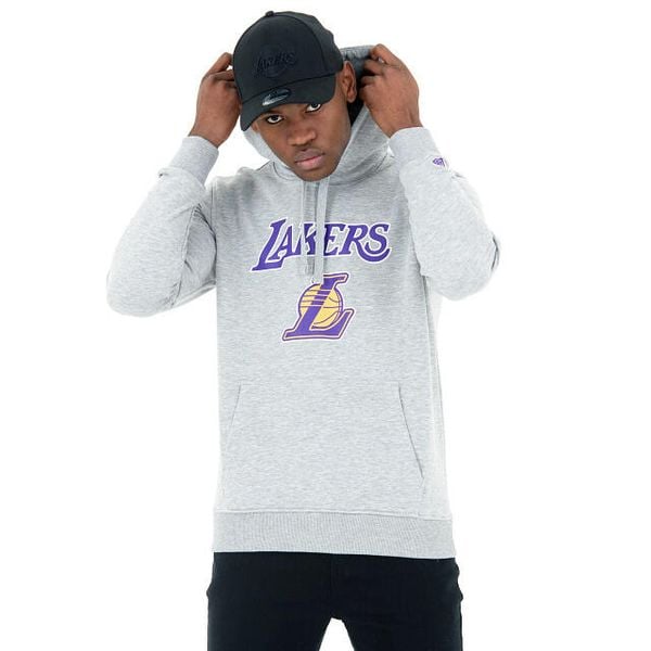 Bluza z kapturem Los Angeles Lakers. Szare bluzy męskie New Era, l, bez wzorów, z kapturem. Za 362.40 zł.