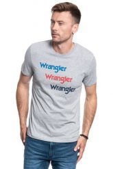 WRANGLER SS REPEAT TEE MID GREY MEL W7D7D3X37 112131768. Szare t-shirty męskie Wrangler, m, bez wzorów, bez kołnierzyka. Za 69.99 zł.
