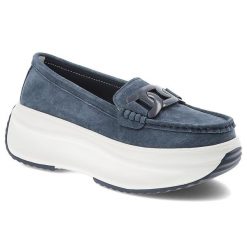 Granatowe Półbuty Filippo Wsuwane Buty Damskie Na Platformie. Niebieskie półbuty damskie Filippo, bez wzorów, z jeansu, biznesowe, bez obcasa, na platformie, bez zapięcia. Za 161.99 zł.