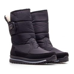 Buty zimowe damskie wysokie śniegowce PROGRESS ocieplane. Czarne obuwie sportowe damskie Progress, bez wzorów, trekkingowe. Za 189.00 zł.
