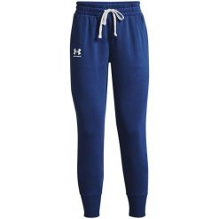 Spodnie damskie Under Armour Rival Fleece Joggers. Niebieskie spodnie materiałowe damskie Under Armour, l, bez wzorów. Za 162.00 zł.