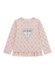 Guess Bluzka K5BI05 J1314 Różowy Regular Fit. Czerwone bluzki dla dziewczynek Guess, z aplikacjami, z bawełny, bez ramiączek. Za 129.99 zł.
