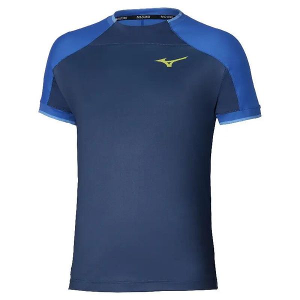 Koszulka Mizuno Shadow Gr. Niebieskie koszulki sportowe męskie Mizuno, xl, bez wzorów, z materiału, bez kołnierzyka, bez ramiączek, tenisowe. Za 179.99 zł.
