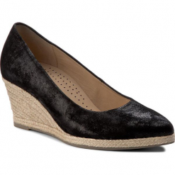 Espadryle GABOR - 44.420.67 Schwarz. Czarne espadryle damskie Gabor, ze skóry. W wyprzedaży za 279.00 zł.