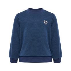 Dzieciakowy sweter wełniany Hummel Mini Bee. Niebieskie swetry dla dziewczynek Hummel, bez wzorów, z wełny, bez kołnierzyka, bez ramiączek, bez kaptura. Za 220.00 zł.