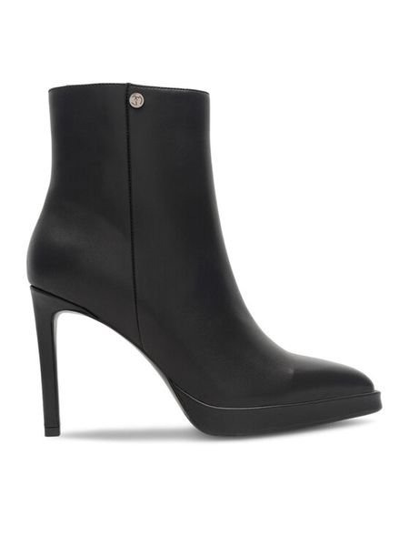 Eva Minge Botki CARACAL-0501 Czarny. Czarne botki damskie Eva Minge, ze skóry, bez obcasa, na szpilce, bez zapięcia. Za 479.00 zł.