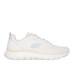 Buty Kobieta Skechers Flex Appeal 5.0 biały. Białe obuwie sportowe damskie Skechers, bez wzorów, z materiału, na fitness i siłownię. Za 318.80 zł.