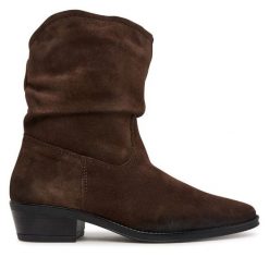 Botki Tamaris. Brązowe botki damskie Tamaris, bez obcasa, na słupku, bez zapięcia. Za 469.99 zł.