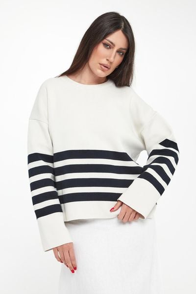 Sweter damski w paski Koa ECOALF. Swetry damskie Ecoalf, l, bez wzorów, bez kołnierzyka, bez ramiączek, bez kaptura. W wyprzedaży za 351.20 zł.