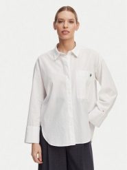 Tommy Hilfiger Koszula UW0UW06428 Biały Oversize. Białe bluzki damskie Tommy Hilfiger, s, bez wzorów, z bawełny, bez kołnierzyka, bez ramiączek. Za 329.99 zł.