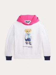 Polo Ralph Lauren Bluza Bear Hoodie 313926018001 Biały Regular Fit. Białe bluzy dla dziewczynek Polo Ralph Lauren, bez wzorów, z bawełny, bez ramiączek, bez kaptura. Za 359.99 zł.
