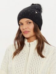 Guess Czapka AW5213 POL01 Czarny. Czarne rękawiczki damskie Guess, na zimę, z aplikacjami, z materiału. Za 179.99 zł.