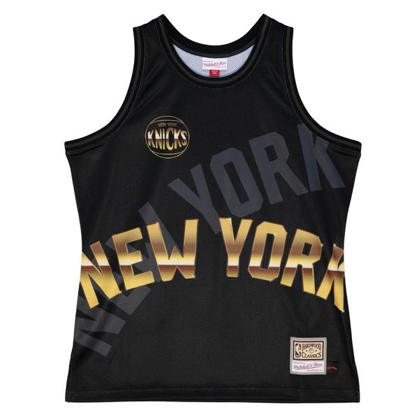 Tank top New York Knicks NBA Big Face 4.0 Fashion. Czarne koszulki sportowe męskie Mitchell & Ness, bez wzorów, bez kołnierzyka, bez ramiączek, do koszykówki. Za 335.50 zł.
