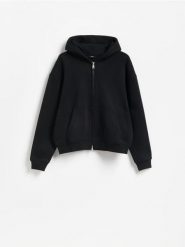 Rozpinana bluza z kapturem - czarny. Czarne bluzy męskie Reserved, l, bez wzorów, z bawełny, z kapturem. Za 129.99 zł.